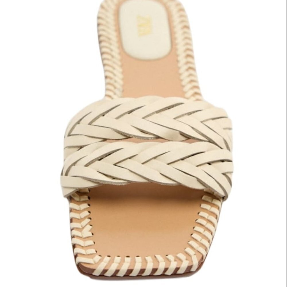 NEW ZARA WOVEN FLAT SANDALS OFF WHITE | 2600/010 - Picture 3 of 4